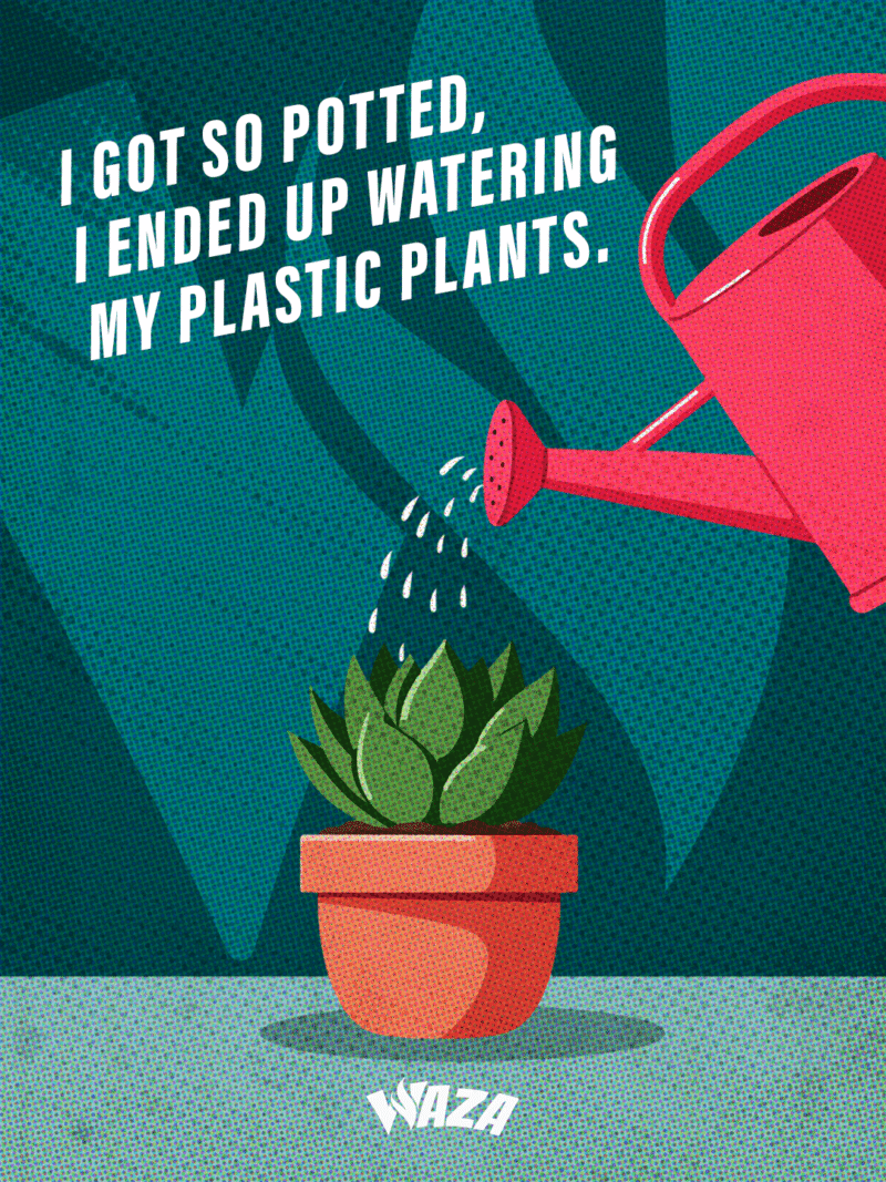 Funny 420 Stoner Memes | Waza Cannabis: I got so potted, I ended up watering my plastic plants.